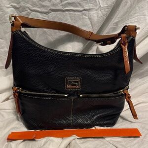 Dooney & Bourke Black and Tan Hobo Bag